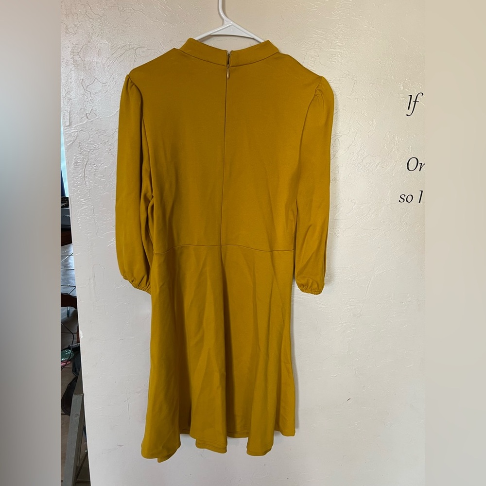 Nanette Lepore Mustard Yellow Dress Size 10 women's long sleeve midi - Picture 7 of 10